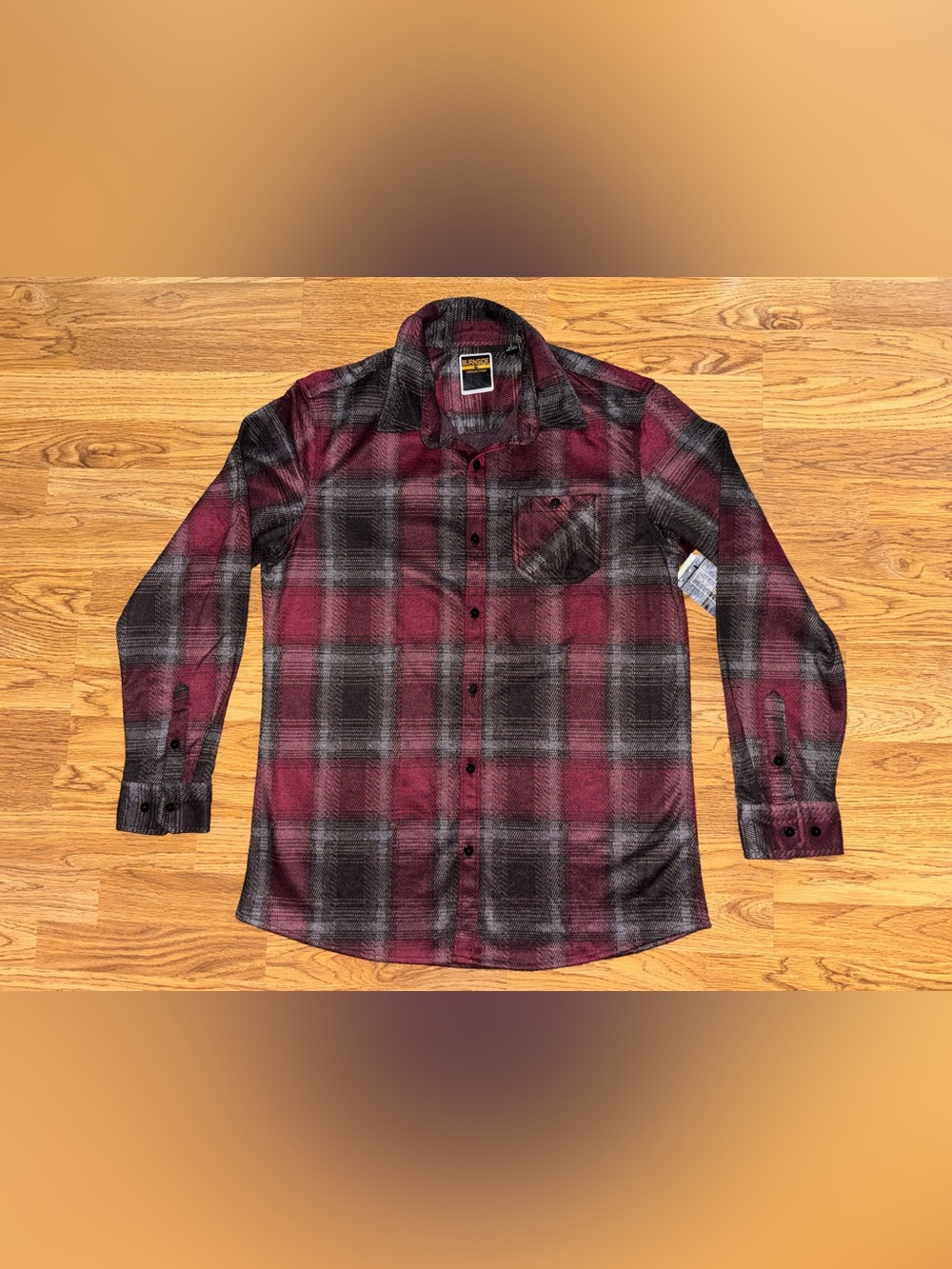 Burnside Collection Plaid Flannel Shirt Shacket Men's Size Large Button Pocket